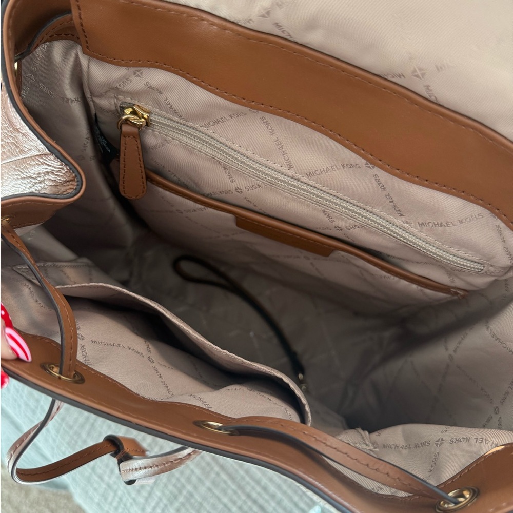 Michael Kors Tan Leather Backpack - Picture 2 of 3